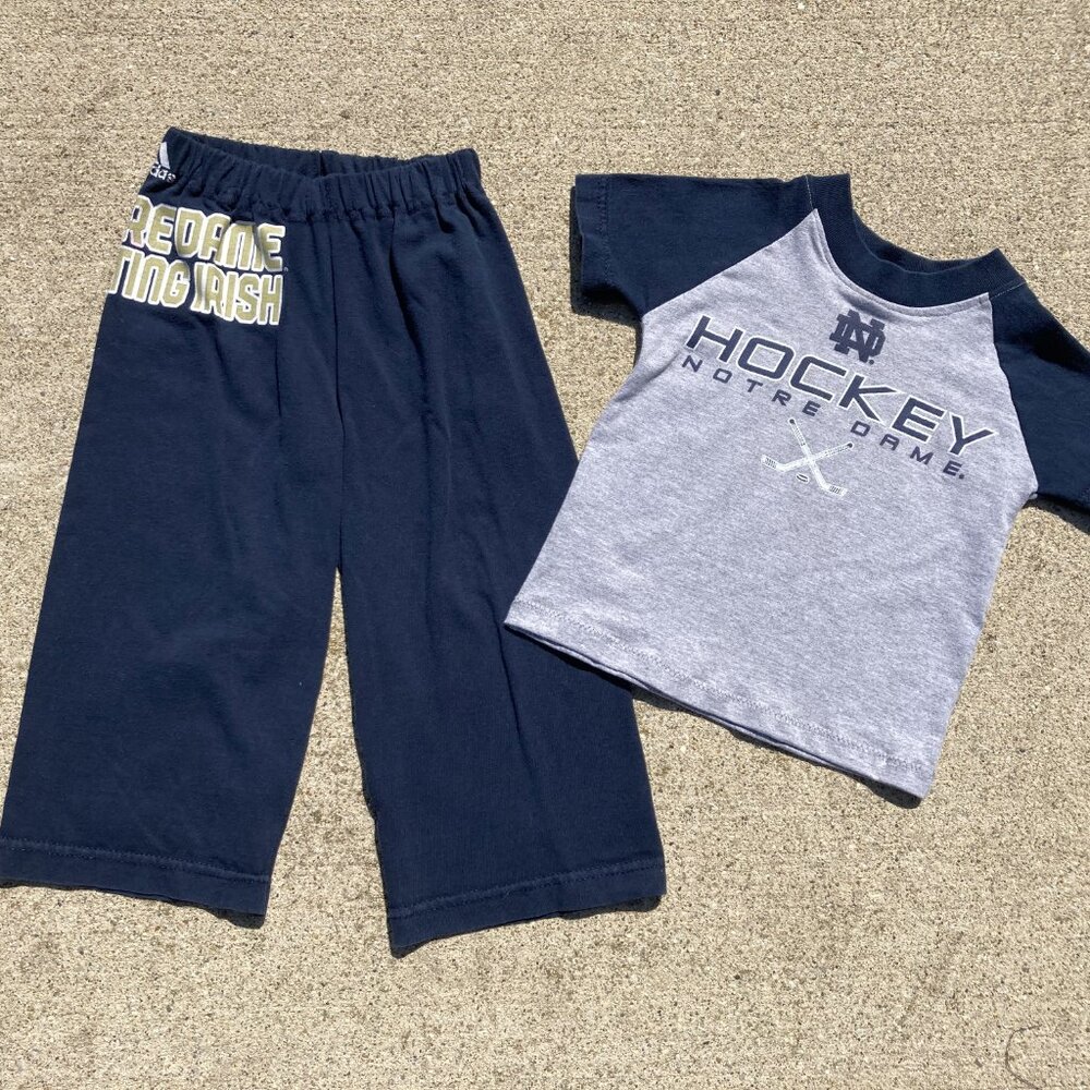 Notre Dame University the Fighting Irish Handmade upcycled t-shirt pajamas sz 2t